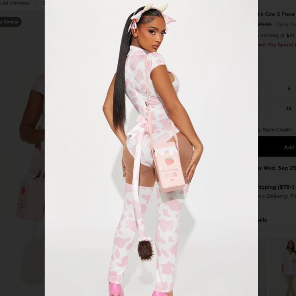 Brand New Strawberry Milk Cow Costume - Picture 3 of 4
